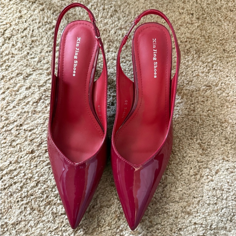Women's Red Slingback kitten Heels
